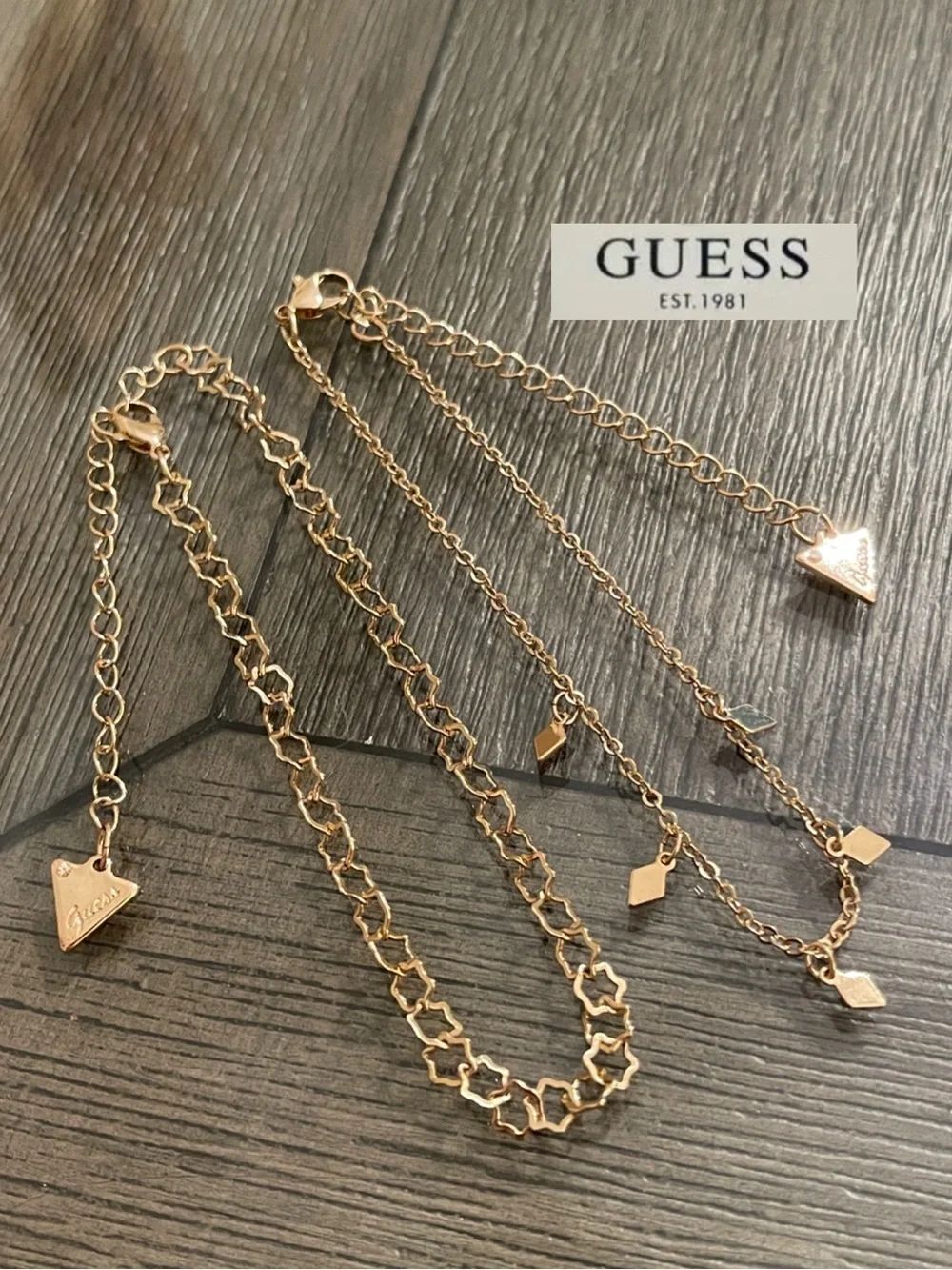 GUESS Gold-Tone Duo Anklet Set
